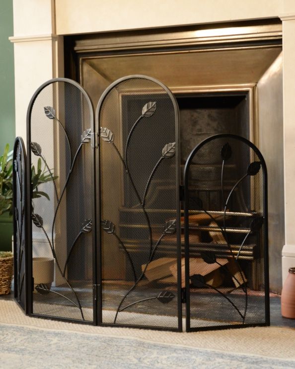 Side Of The Ornate Four Fold Fire Guard