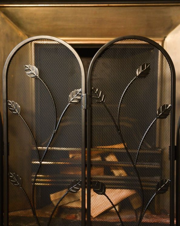 Close Up Of The Ornate 'Botanical Bloom' Four Fold Fire Guard