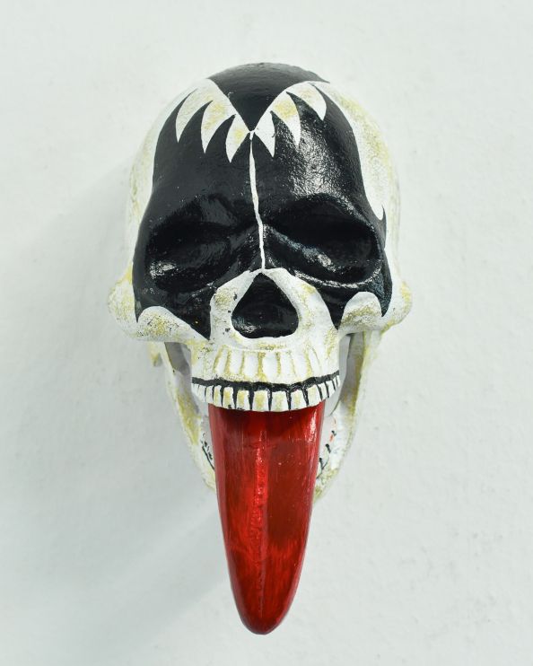 Ornate Cast Aluminium Skull Ornament - The Rocker