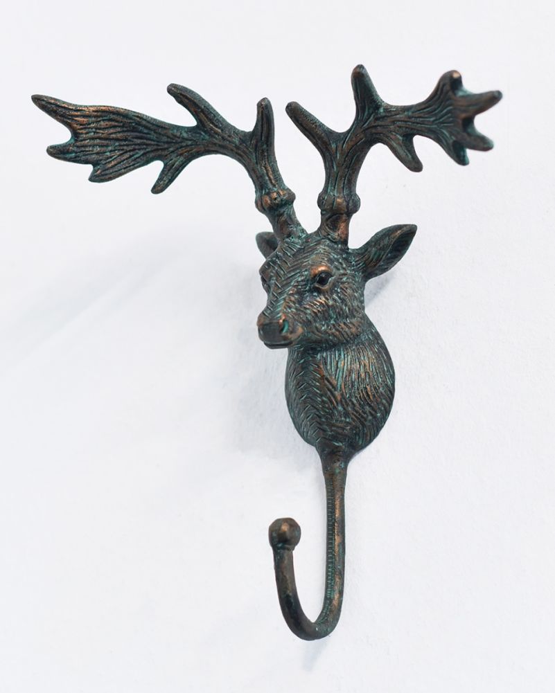  Aluminium Verdigris Elk Head Hook 