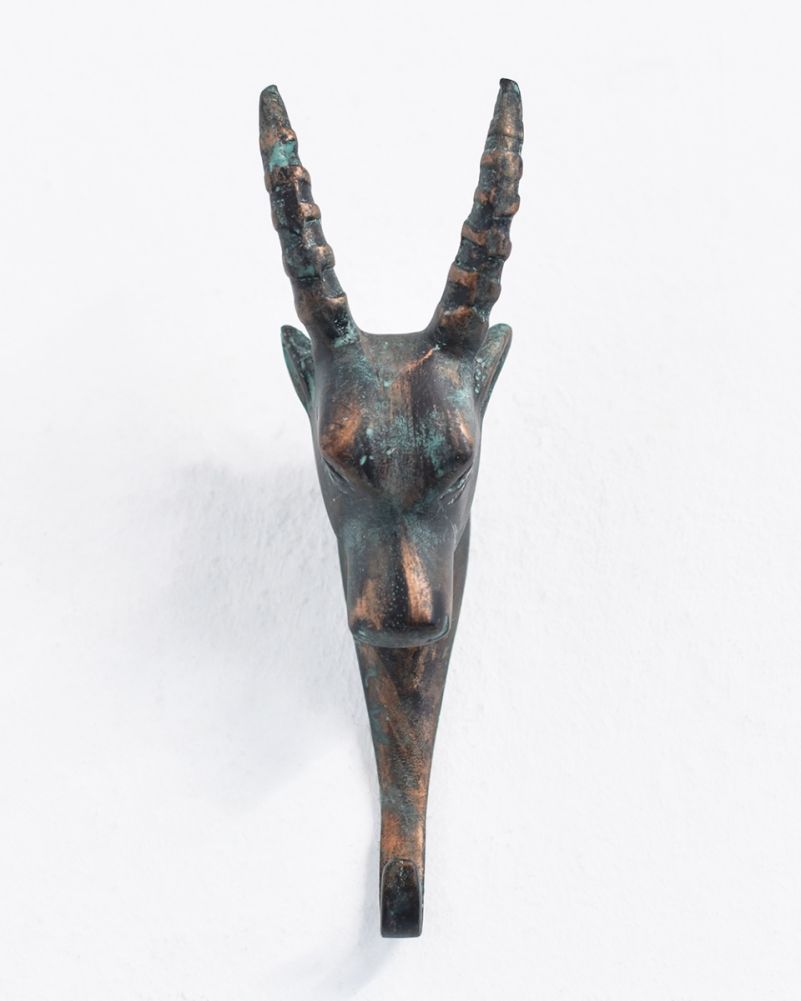 Cast Aluminium Verdigris Gazelle Head Hook