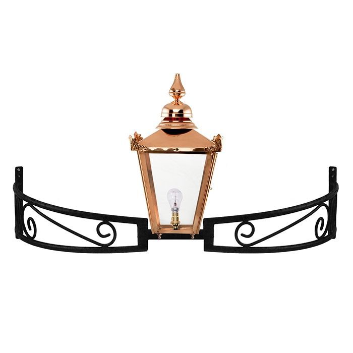 Ornate Copper Victorian Scrolled Bow Bracket Lantern