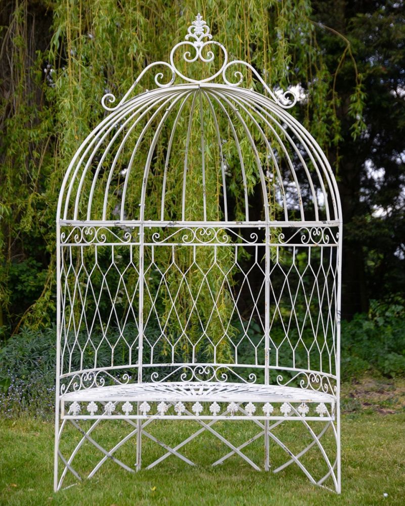 Ornate Lyndhurst Rustic Cream Wrought Iron Arbour 