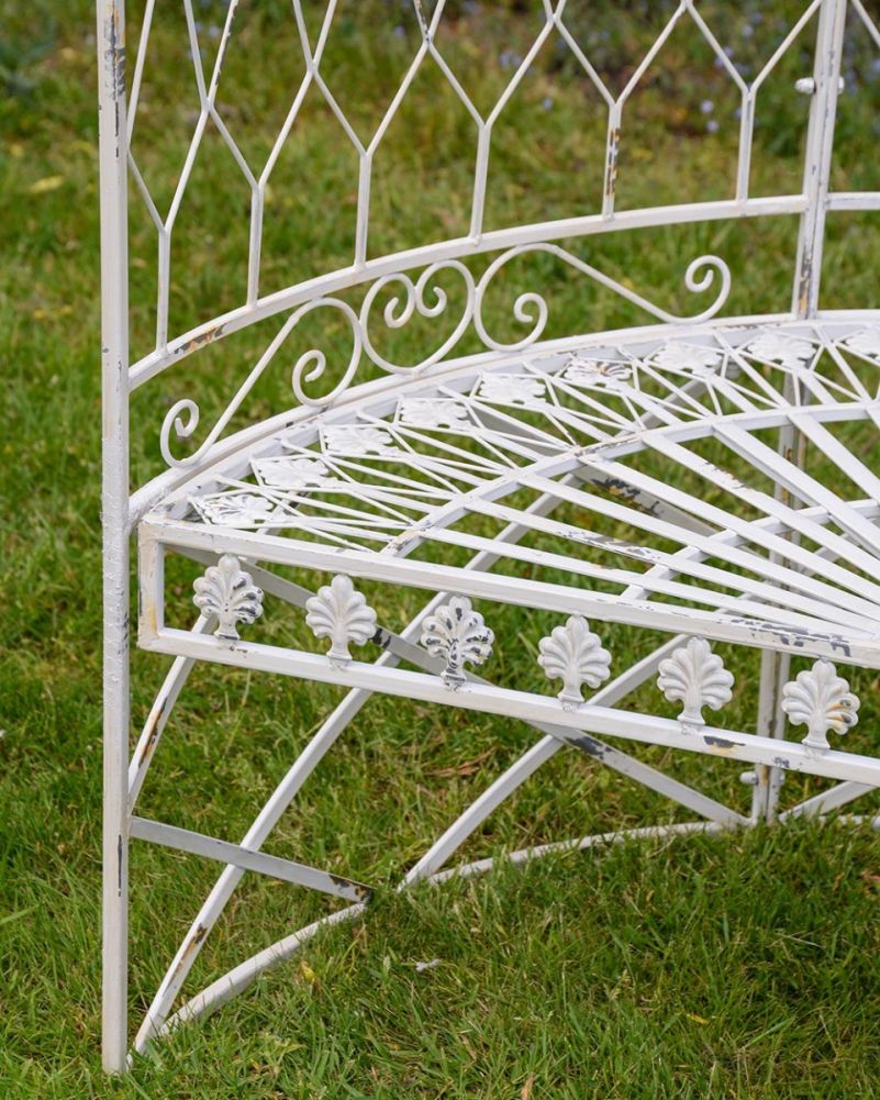 Rustic Cream Wrought Iron Arbour Details