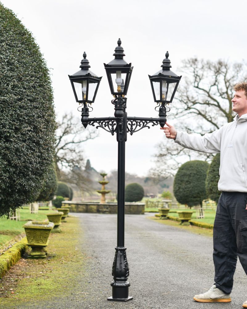Ornate 'Miller' Triple Headed Victorian Lamp Post To Scale 