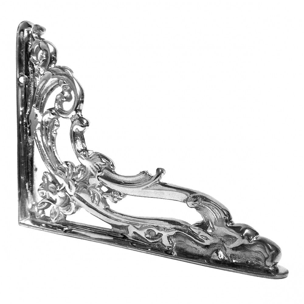 Ornate Scroll Bright Chrome Victorian Shelf Bracket 