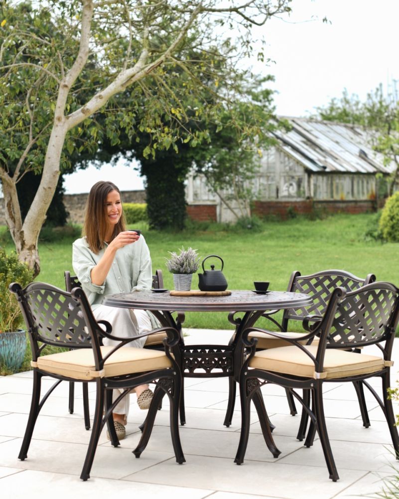 Outdoor Four Seater Furniture Set In Antique Copper In Situ