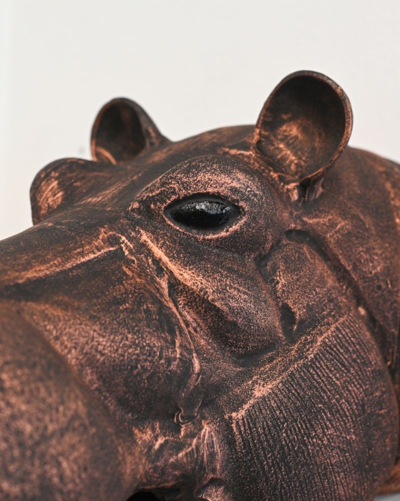 outdoor metal hippo head copper wall art
