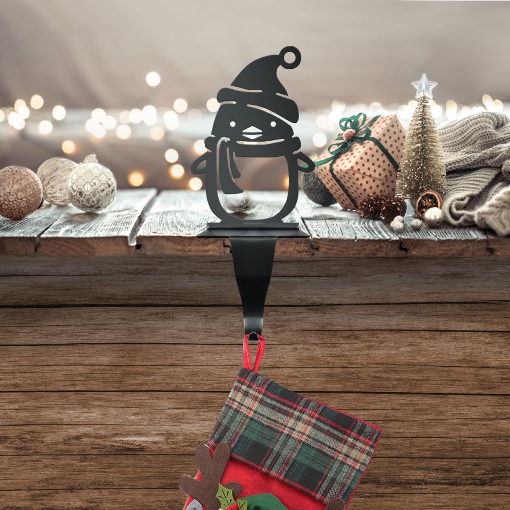 Penguin Wearing Hat And Scarf Stocking Holder