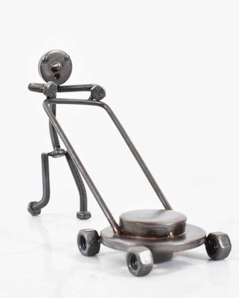 Person Mowing The Lawn Scrap Metal Art