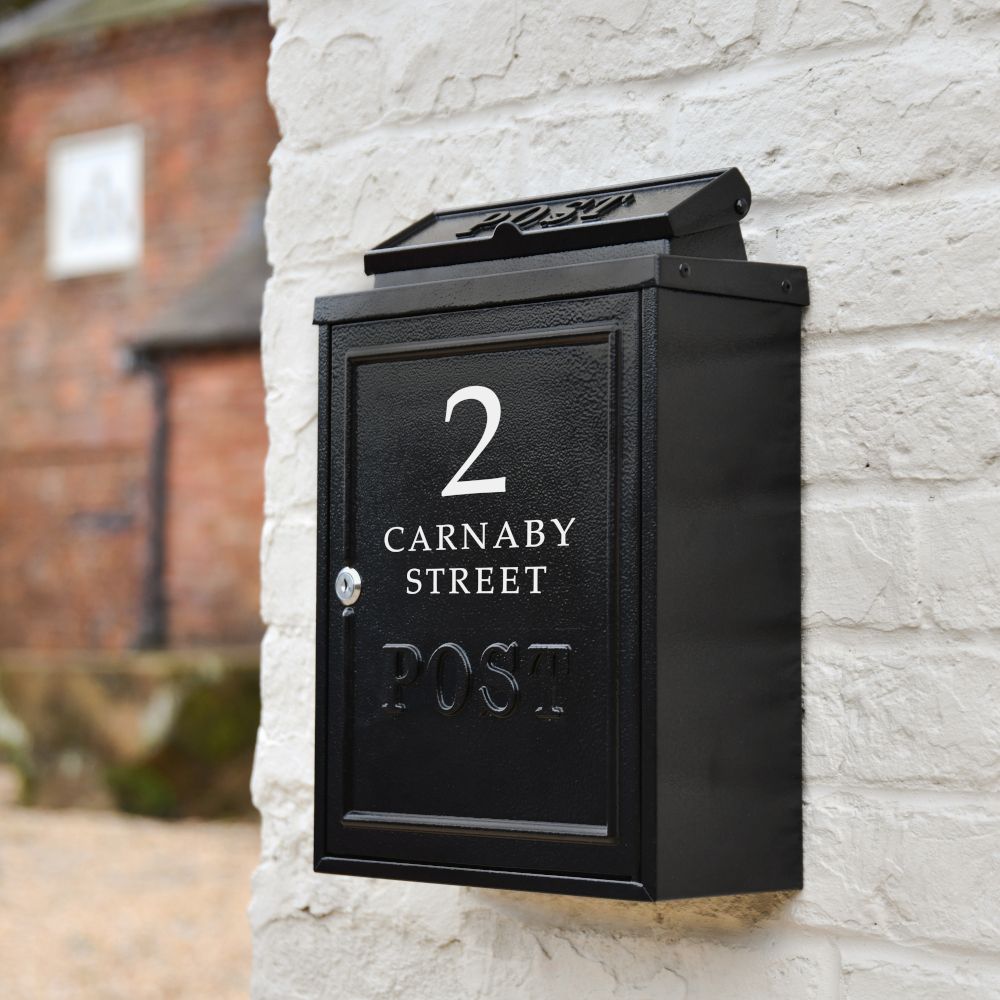 Personalised Black Wall Mounted Post Box