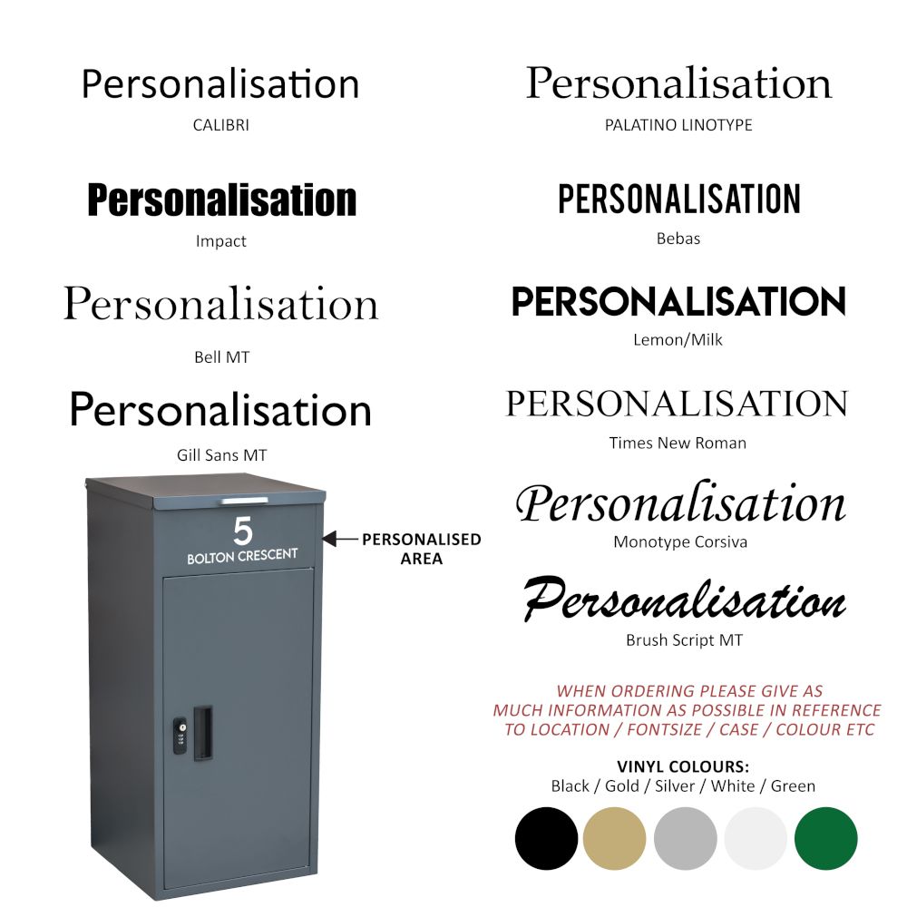 Personalised Contemporary Grey 'Atlow' Parcel Box Options