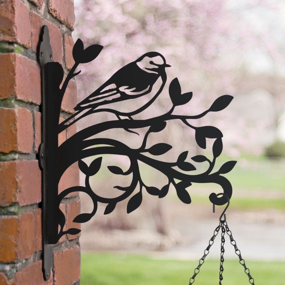 Pied Wagtail Hanging Basket Bracket in A Blossom Setting