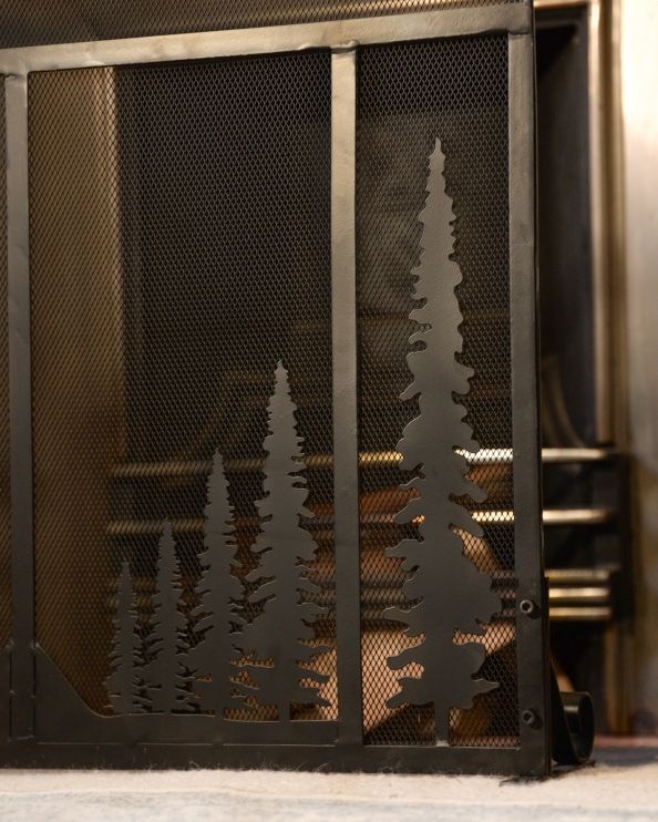 'Pine Ridge' Ornate Woodland Scene Fire Screen Details