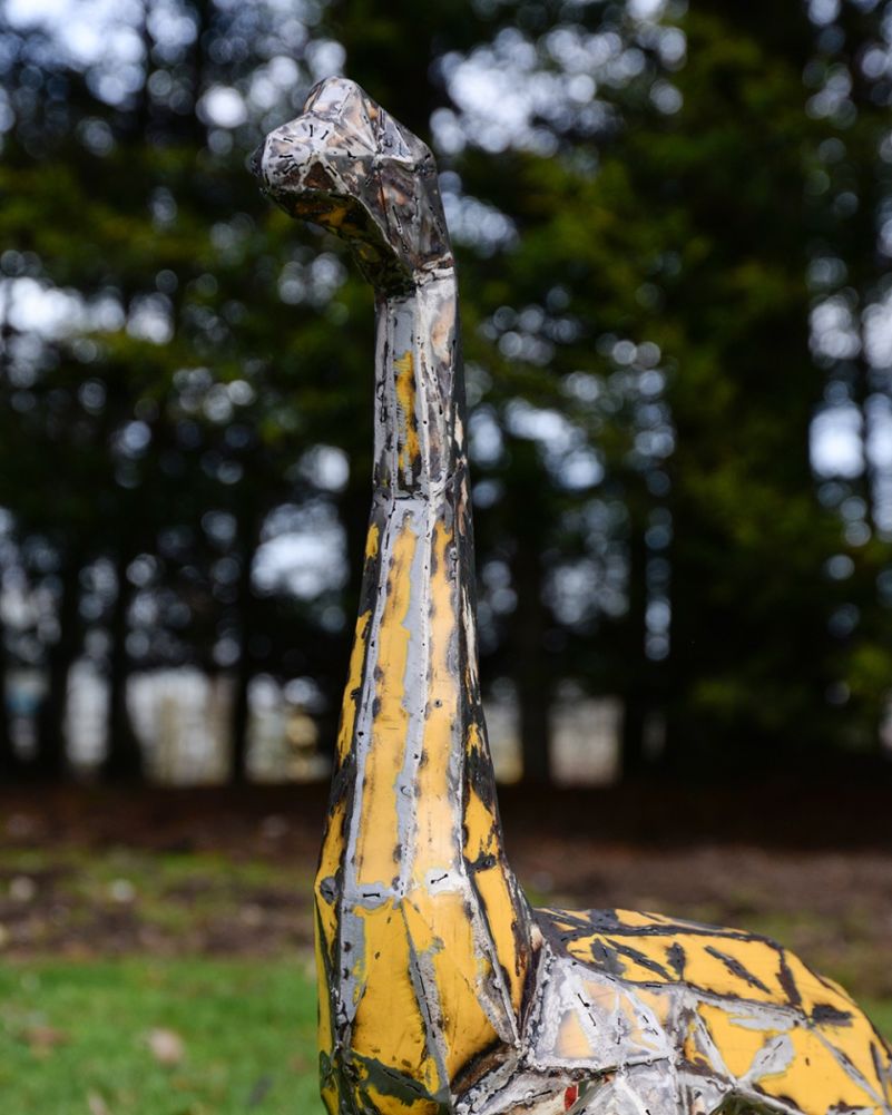 'Pinnacle' The Brachiosaurus Recycled Oil Drum Sculpture Face