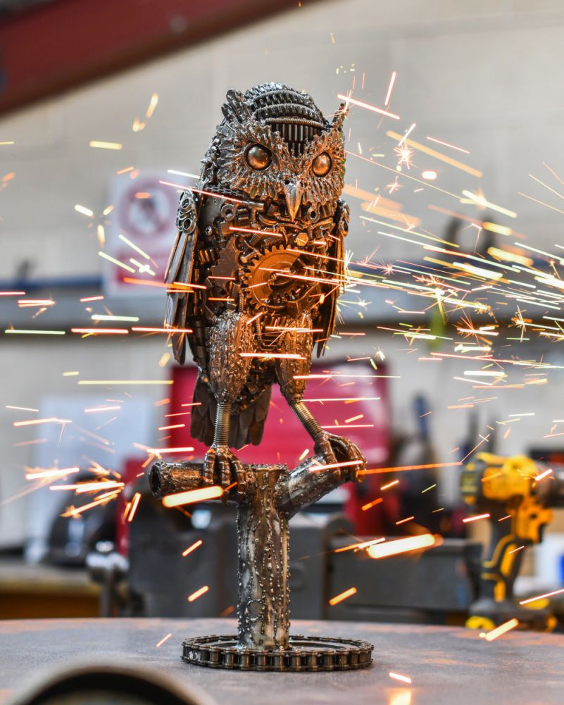 'Pippin' The Owl Scrap Metal Art Sculpture