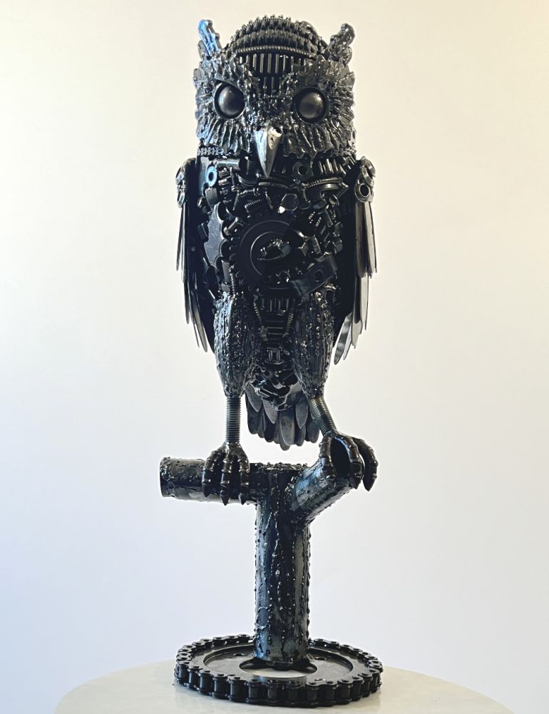 'Pippin' The Owl Scrap Metal Art Sculpture