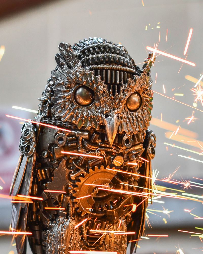 'Pippin' The Owl Scrap Metal Art Sculpture