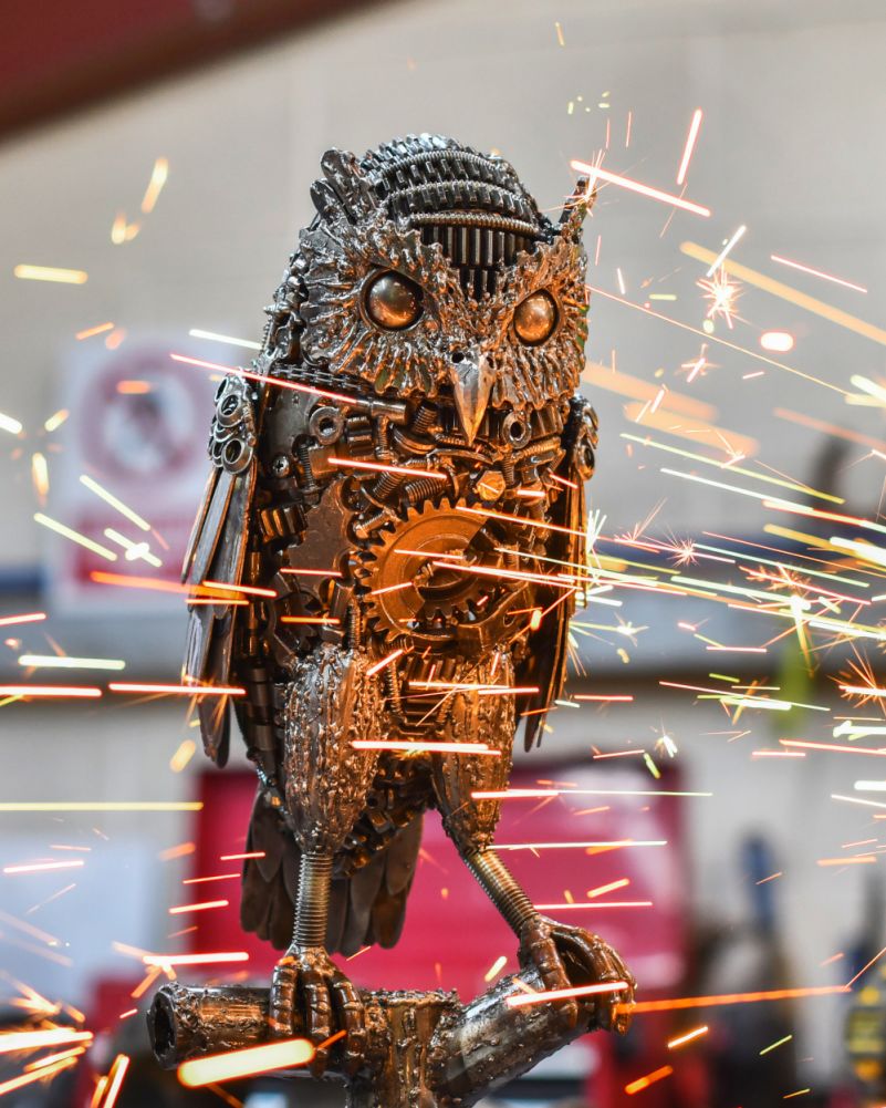 'Pippin' The Owl Scrap Metal Art Sculpture 