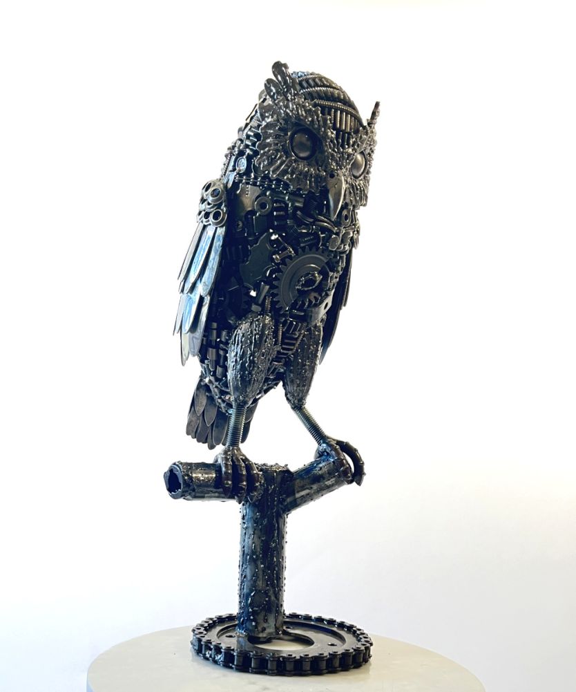 'Pippin' The Owl Scrap Metal Art Sculpture