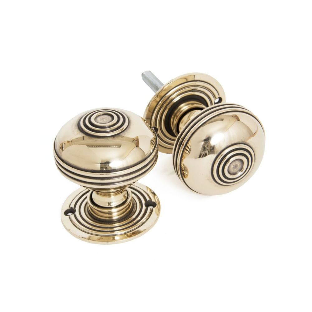 Polished Brass Antique Ridged Door Knob Set