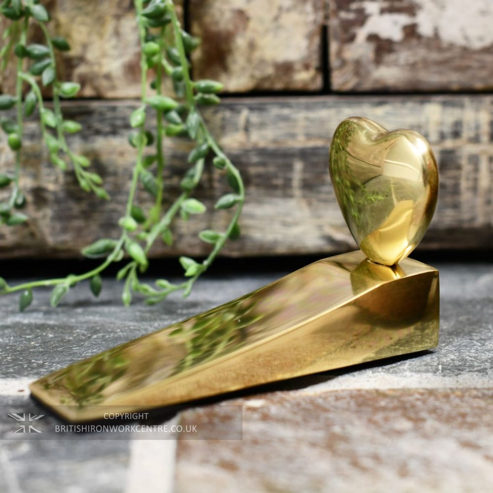 Polished Brass Delightful Chubby Heart Door Wedge