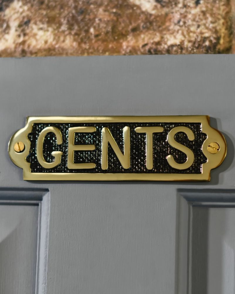Polished Brass Gents Toilet Sign