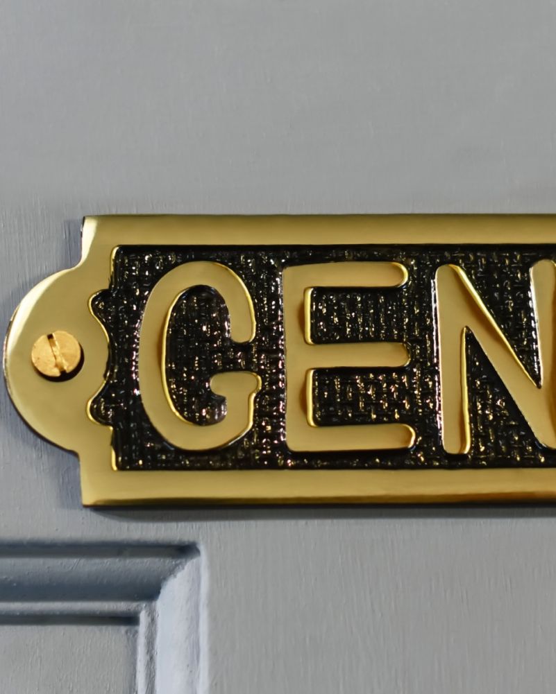 Polished Brass Gents Toilet Sign Left Side