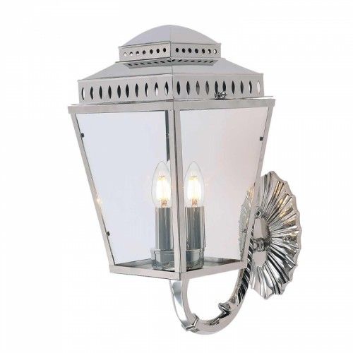 Polished Nickel Georgian Ornate Three Bulb Wall Lantern