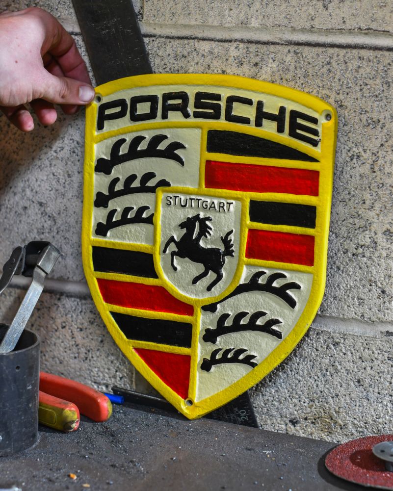 Porsche Cast Iron Automobilia Sign To Scale
