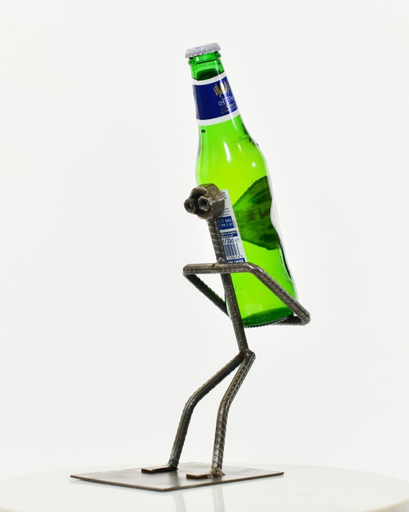 'Porter' The Bottle Holder Scrap Metal Art Sculpture