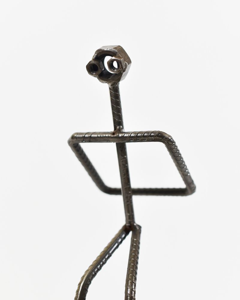 'Porter' The Bottle Holder Scrap Metal Art Sculpture Close Up