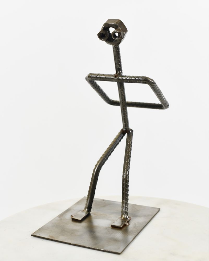 'Porter' The Bottle Holder Scrap Metal Art Sculpture Front