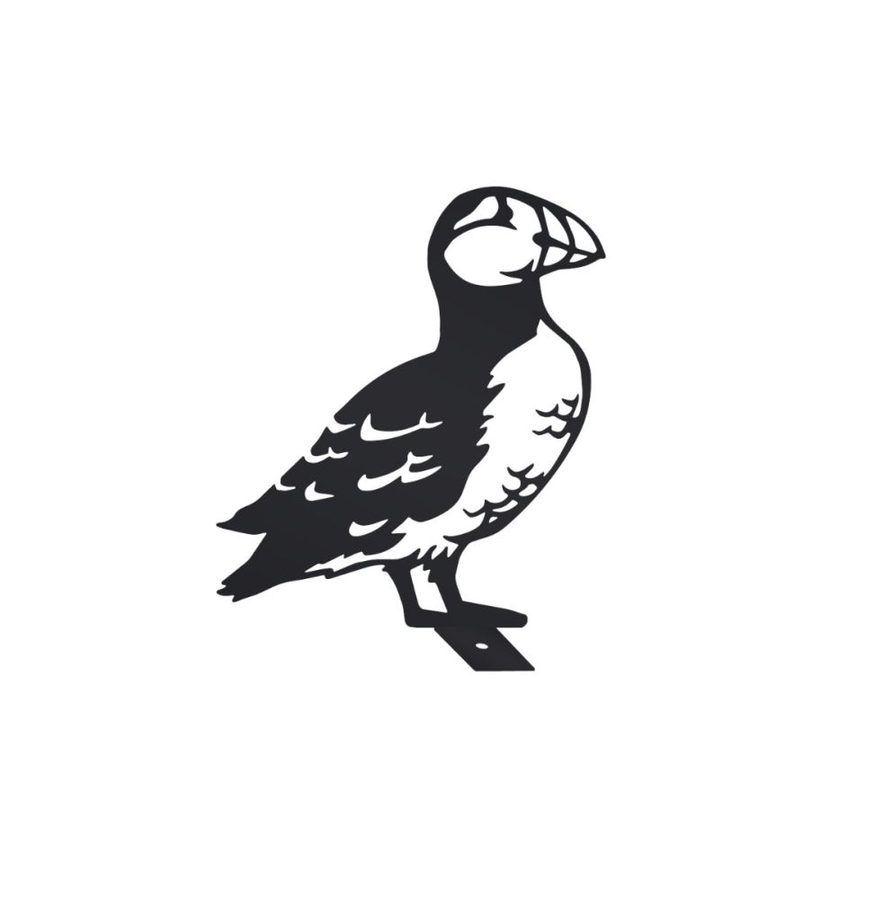 Puffin Fence Topper in Black Finish on White Background