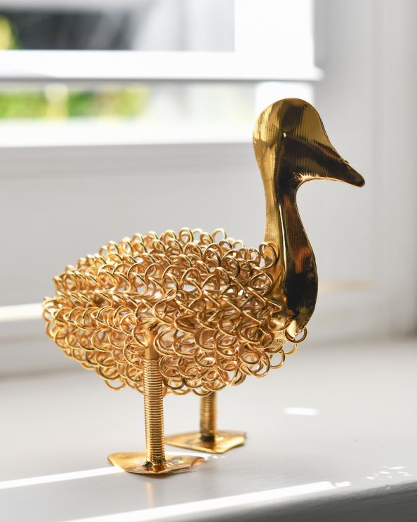 'Quackle' The Colourful Duck Scrap Metal Art Sculpture - Gold