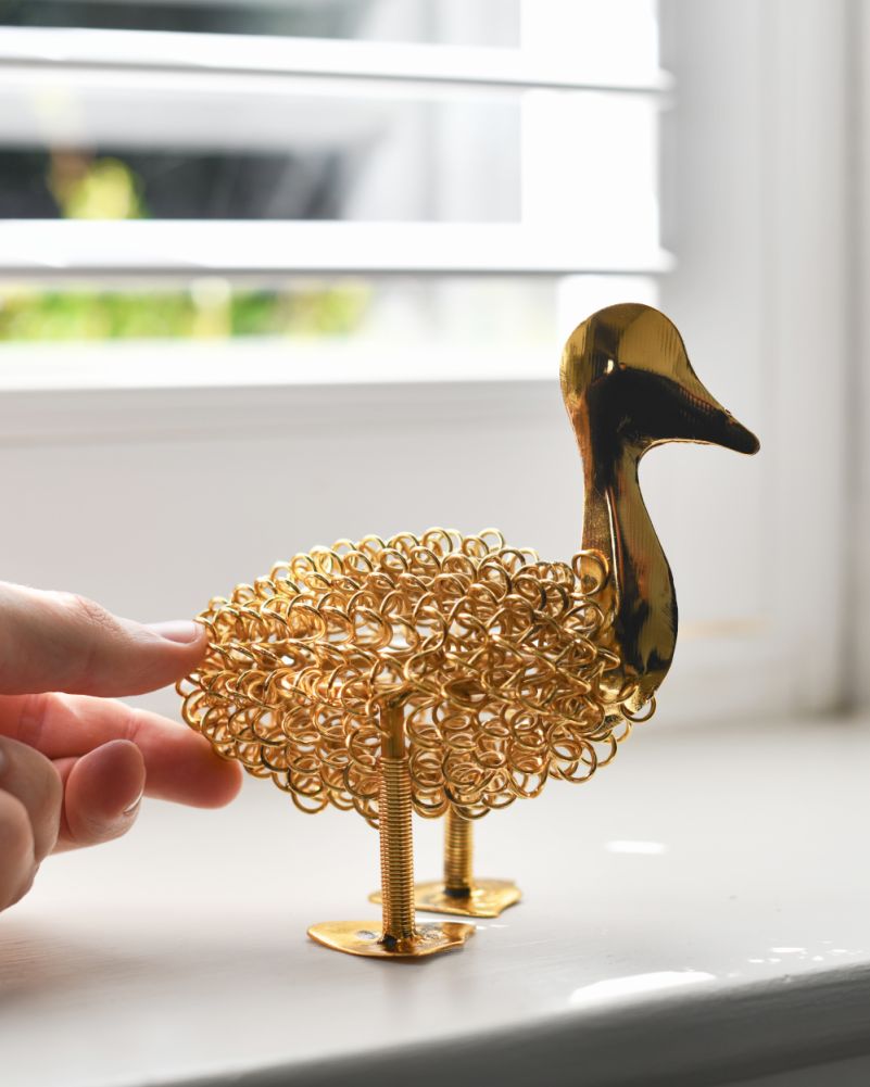 Scale Of 'Quackle' The Colourful Duck Scrap Metal Art Sculpture - Gold
