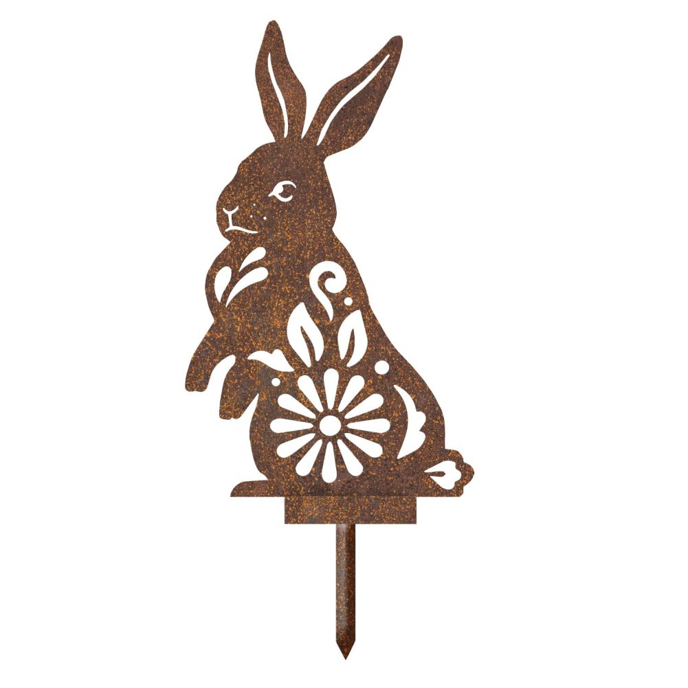 Rustic Floral Rabbit Iron Silhouette