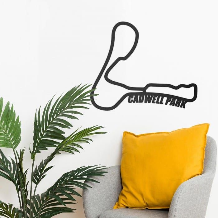 Cadwell Park Race Track Steel Wall Art in yellow living space 