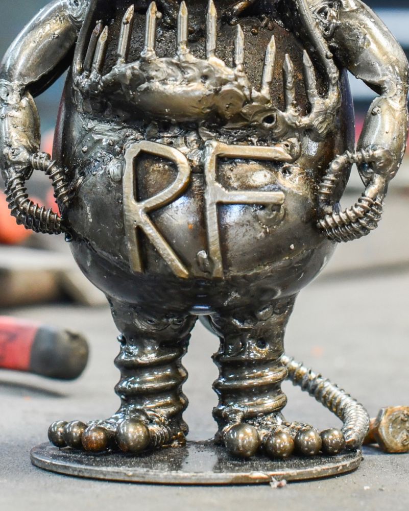 'Rat Fink' Scrap Metal Art Sculpture Close Up