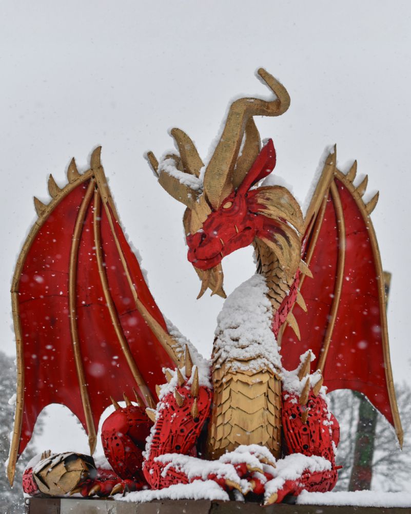 Recycled Metal Parts 'Flareheart' The Red Dragon
