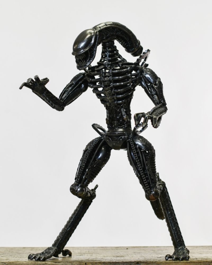 Recycled Metal Parts Intergalactic Alien Sculpture