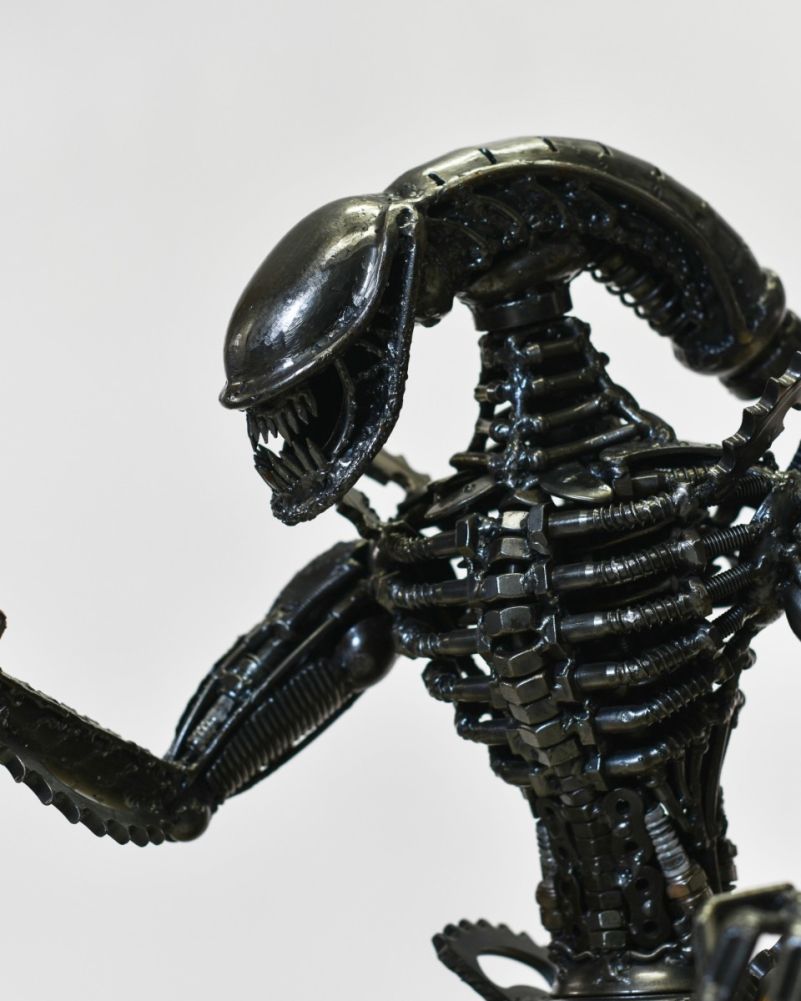 Recycled Metal Parts Intergalactic Alien Sculpture