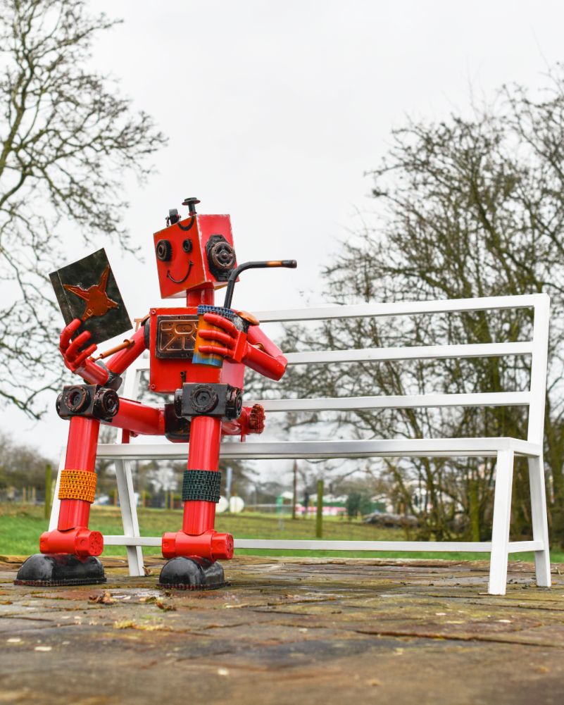 Recycled Metal Parts 'Tales Of The Tin' Man Selfie Bench