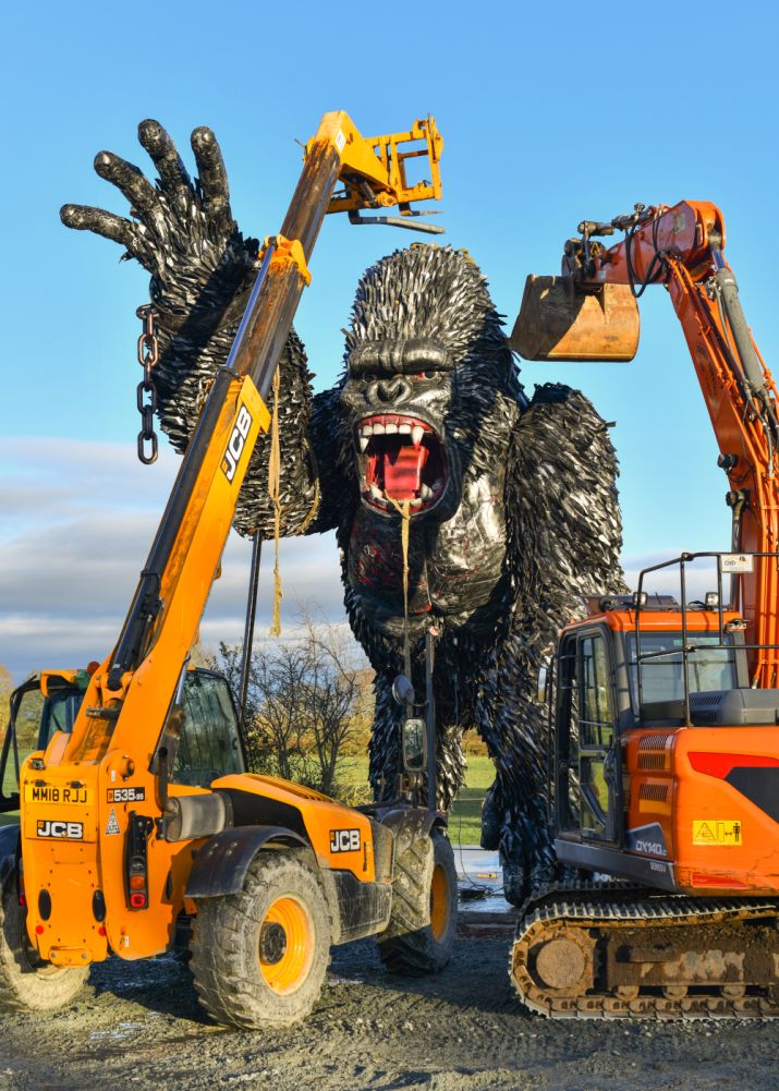 Recycled Metal Parts The King Of The Gorillas Sculpture In Construction