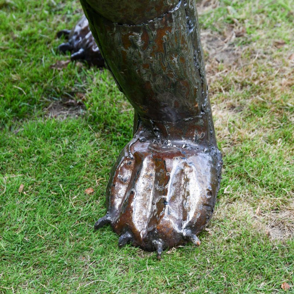Recycled Metal Roaring Lion Sculpture Paws
