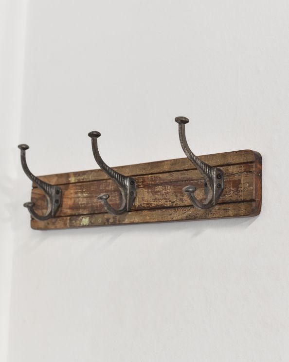 Recycled Wood & Iron Coat Hooks Rustic Main