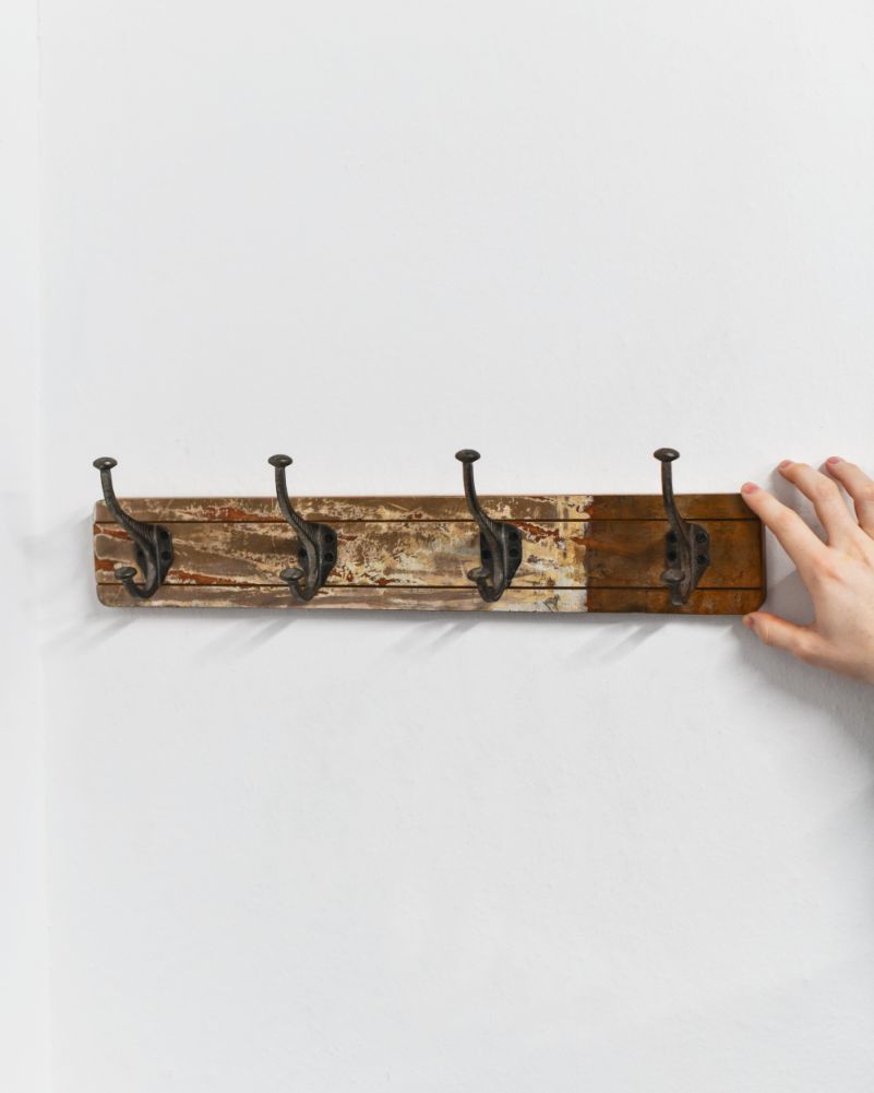 Recycled Wood & Iron Coat Hooks - 4 Brown To Scale