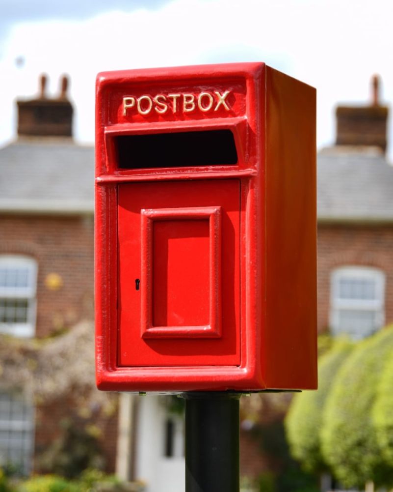 Red and Gold Traditional Iron Post Box