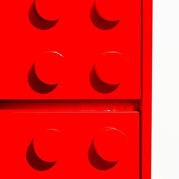 Close Up Of the Red Finish From The Brick Collection Chest of Drawers - 4 Drawer Unit