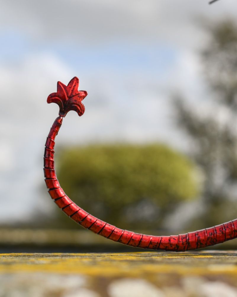 Red Metal Baby Dragon Garden Sculpture